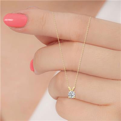 1/2 Carat Lab Grown Diamond Round Solitaire Pendant in 14K Yellow Gold