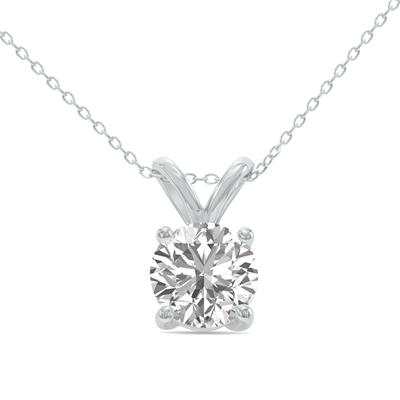 3/4 Carat Lab Grown Diamond Round Solitaire Pendant in 14K White Gold