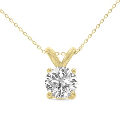 3/4 Carat Lab Grown Diamond Round Solitaire Pendant in 14K Yellow Gold