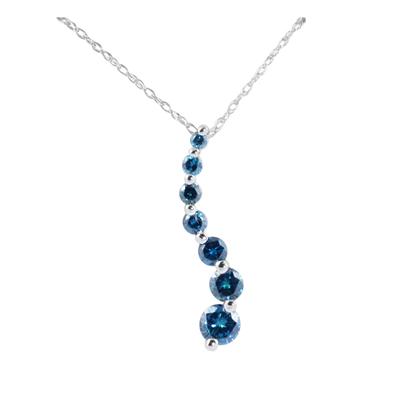 1/2 Carat Blue Diamond Journey Pendant in 14K White Gold