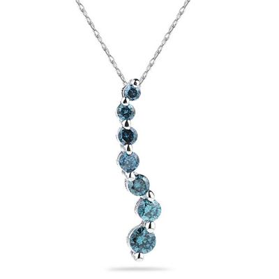 1 Carat TW Blue Diamond S Journey Pendant in 14k White Gold