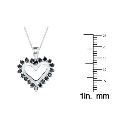 Black Diamond Heart Pendant in 14K White Gold
