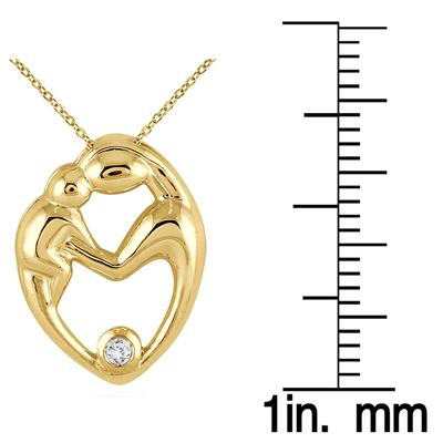 Mother and Baby Diamond Pendant 10K Yellow Gold