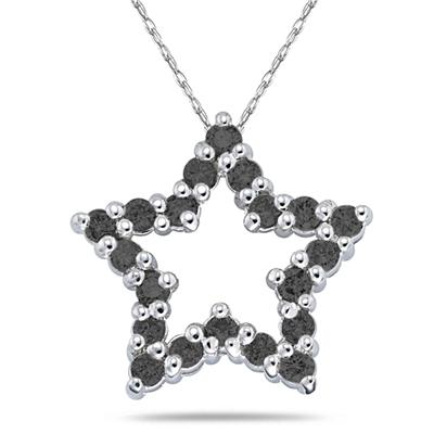 1/2CTW Black Diamond Star Pendant in White Gold