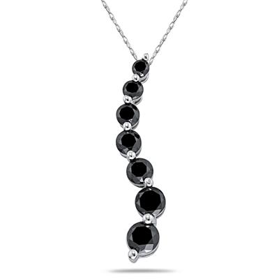 1.00CTW Black Diamond Journey Pendant in 14K White Gold