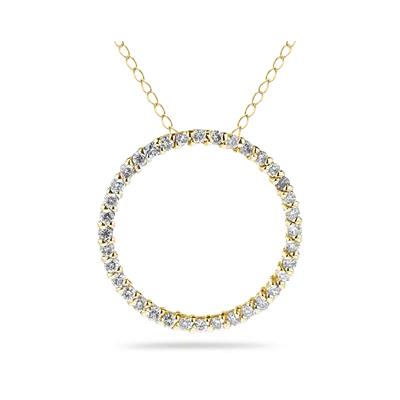 1/2 Carat Diamond Circle Pendant in 14K Yellow Gold