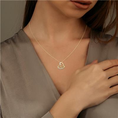 MOM Diamond Heart Pendant 10K Yellow Gold