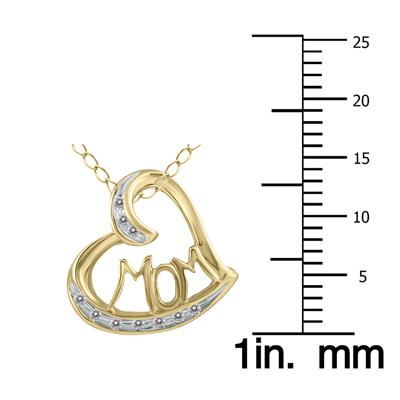 MOM Diamond Heart Pendant 10K Yellow Gold