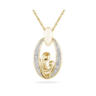 Mother and Baby Diamond Pendant 14K Yellow Gold