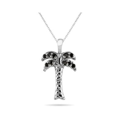Black Diamond Palm Tree Pandant in 10K White Gold