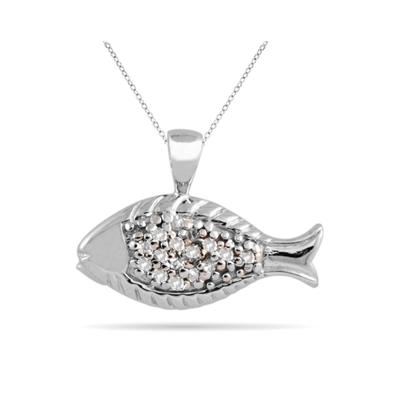 Diamond Fish Pandent in 10K White Gold