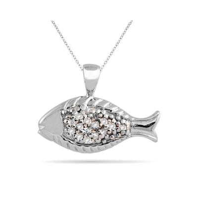 Diamond Fish Pandent in 10K White Gold 