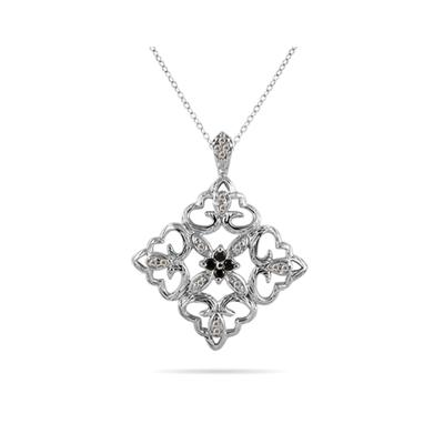 Black And White Diamond Antique Pendant 10k White Gold