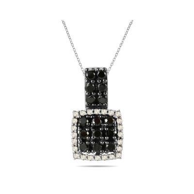 Black and White Diamond Pendant in 10K White Gold