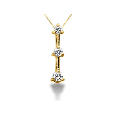 0.25CTW Classic Three Prong Three Stone Diamond Pendant in 14k Yellow Gold