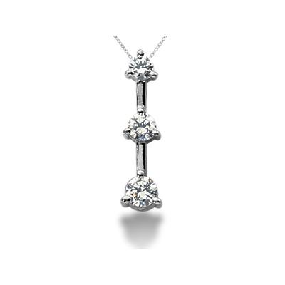 0.50CTW Classic Three Prong Three Stone Diamond Pendant in Palladium