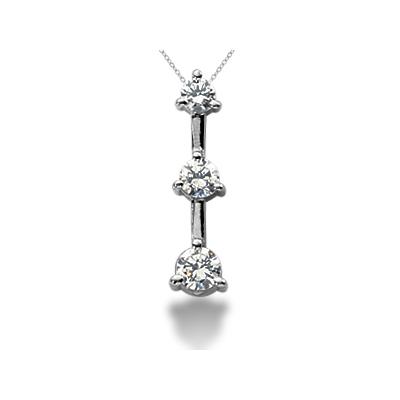 0.50CTW Classic Three Prong Three Stone Diamond Pendant in Platinum