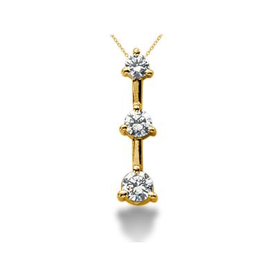 0.50CTW Classic Three Prong Three Stone Diamond Pendant in 18k Yellow Gold
