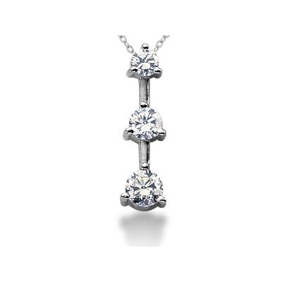 0.75CTW Classic Three Prong Three Stone Diamond Pendant in Platinum
