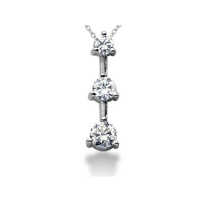 0.75CTW Classic Three Prong Three Stone Diamond Pendant in Palladium