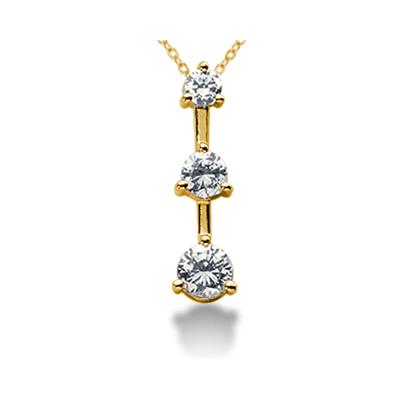 0.75CTW Classic Three Stone Diamond Pendant in 14k Yellow Gold
