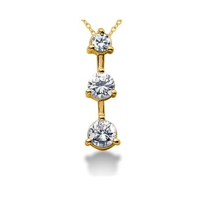 0.25CTW Classic Three Stone Diamond Pendant in 18k Yellow Gold