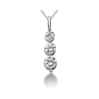 1.05CTW Shared Prong Three Stone Diamond Pendant in Palladium