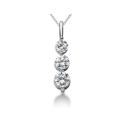 1/2 CTW Shared Prong Three Stone Diamond Pendant in 14k White Gold