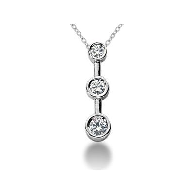 0.25CTW Bezel Set Three Stone Diamond Pendant in 18k White Gold