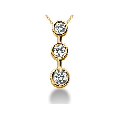 0.50CTW Bezel Set Three Stone Diamond Pendant in 18k Yellow Gold