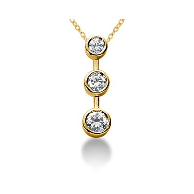 0.75CTW Bezel Set Three Stone Diamond Pendant in 14k Yellow Gold