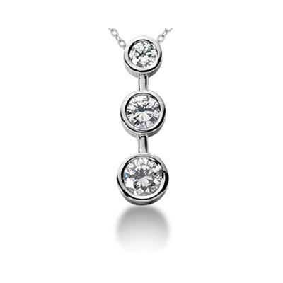 0.75CTW Bezel Set Three Stone Diamond Pendant in Platinum