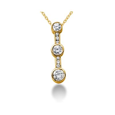 0.43CTW Bezel and Channel Set Diamond Three Stone Pendant in 14k Yellow Gold