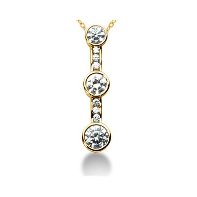 0.99CTW Bezel and Channel Set Diamond Three Stone Pendant in 18k Yellow Gold