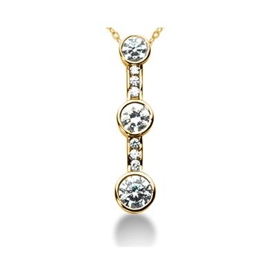 0.99CTW Bezel and Channel Set Diamond Three Stone Pendant in 18k Yellow Gold