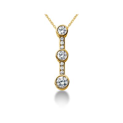 1.20CTW Bezel and Channel Set Diamond Three Stone Pendant in 18k Yellow Gold