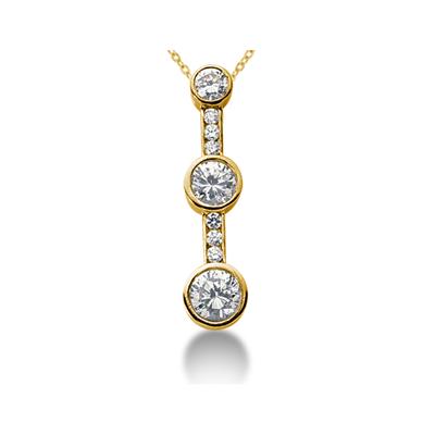 0.51CTW Diamond Three Stone Pendant in 14k Yellow Gold