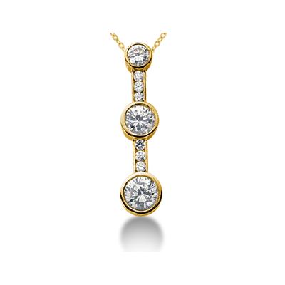 0.51CTW Diamond Three Stone Pendant in 18k Yellow Gold