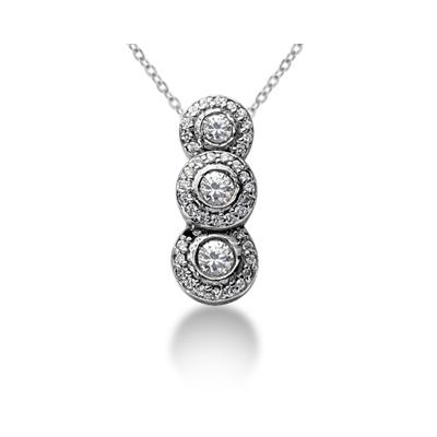 0.74 Regal Diamond Three Stone Pendant in Palladium