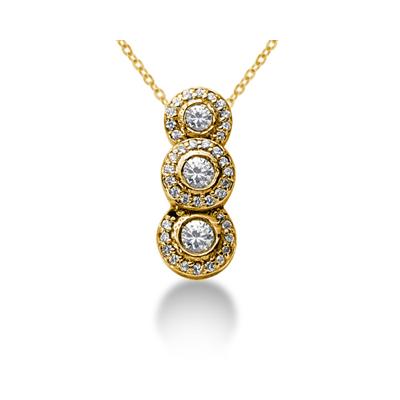 0.74 Regal Diamond Three Stone Pendant in 18k Yellow Gold