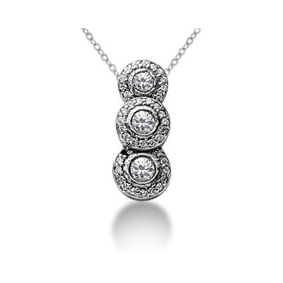 1.07 Regal Diamond Three Stone Pendant in 14k White Gold