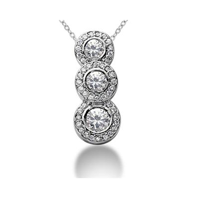 1.42 Regal Diamond Three Stone Pendant in 14k White Gold