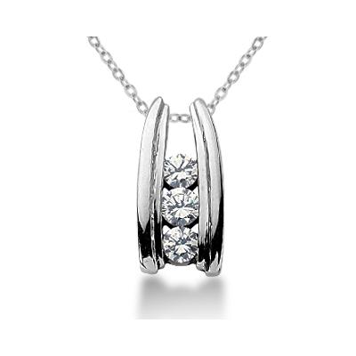 0.50CTW Bar Set Diamond Three Stone Pendant in Platinum