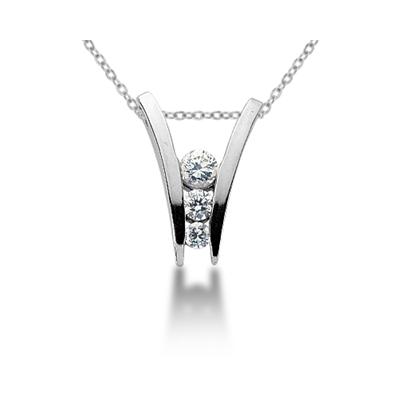 0.46CTW Diamond Three Stone Ladder Pendant in Platinum