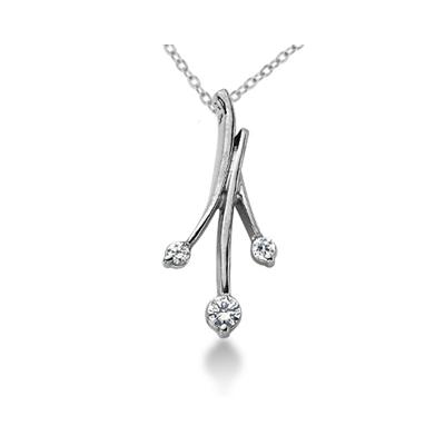 0.18CTW Diamond Three Stone Leaf Pendant in 18k White Gold