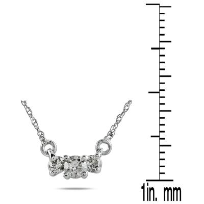 1/2 CT Diamond Three Stone Pendant Necklace 14K White Gold