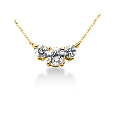 0.55CTW Classic Round Diamond Three Stone Necklace in 18k Yellow Gold