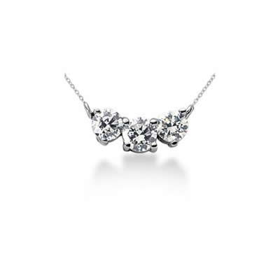 1.00CTW Classic Round Diamond Three Stone Necklace in Platinum