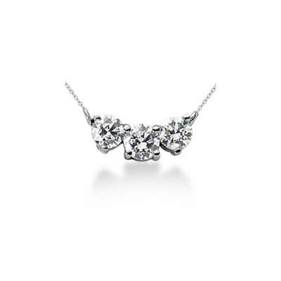 1.20CTW Classic Round Diamond Three Stone Necklace in Platinum