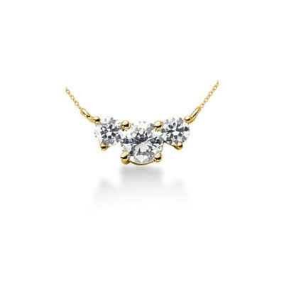 0.50CTW Diamond Three Stone Pendant in 14k Yellow Gold